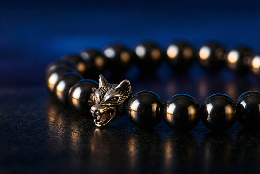 Men's Hematite Bracelet Meaning: Wolf, & Cheetah Symbols