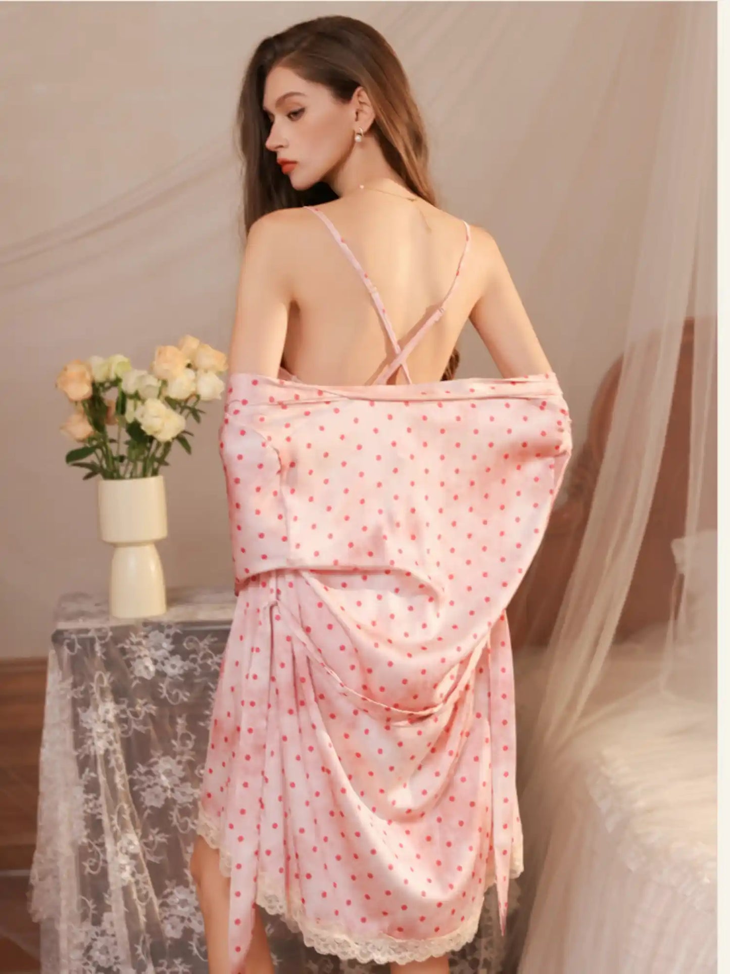 LUXE LEOPARD SATIN CAMI & ROBE SET