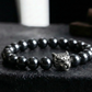Men's Hematite Bracelet-Leopard Head
