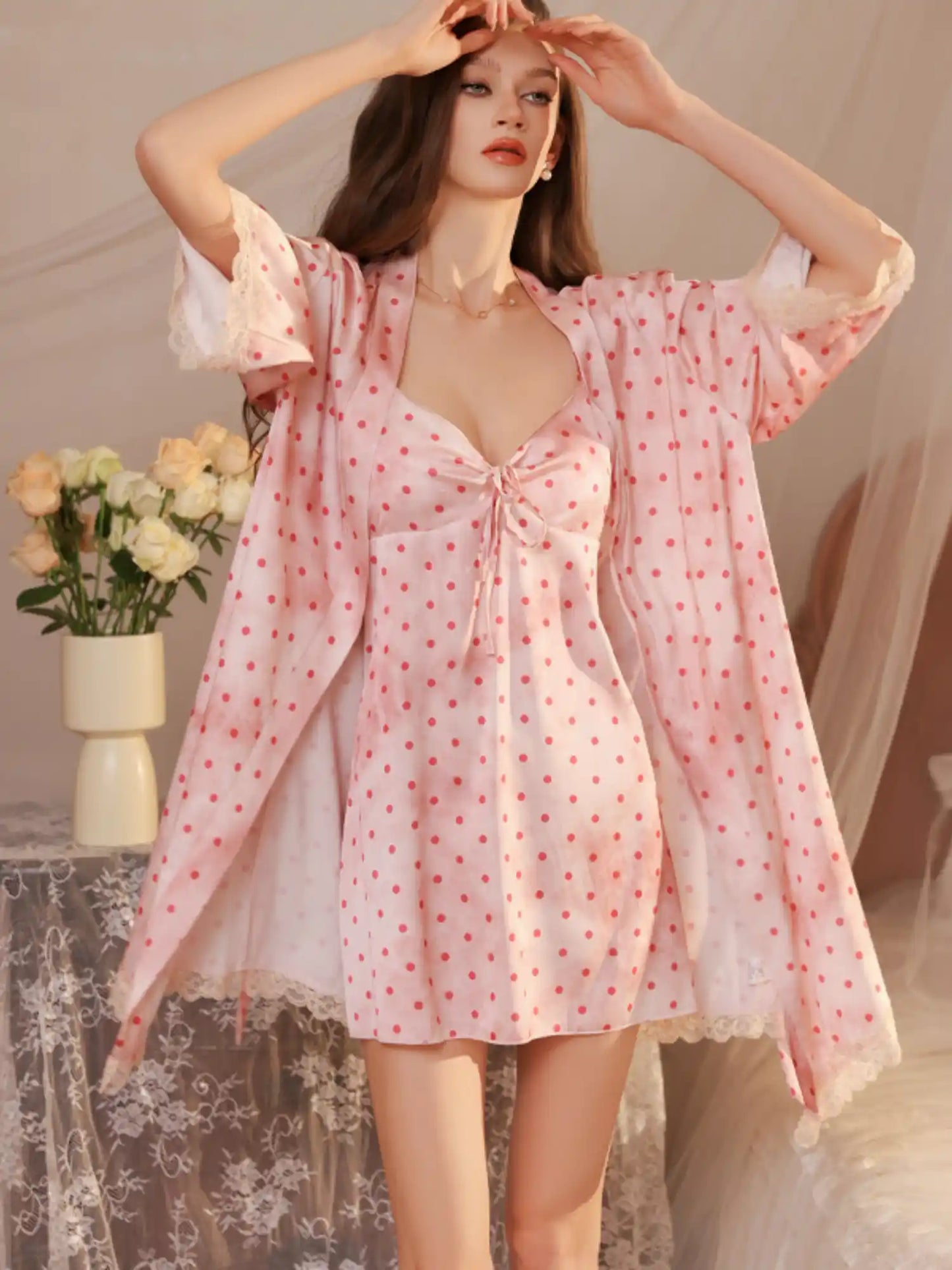 LUXE LEOPARD SATIN CAMI & ROBE SET